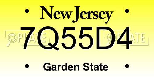 7Q55D4 New Jersey License Plate