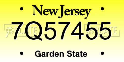 7Q57455 New Jersey License Plate