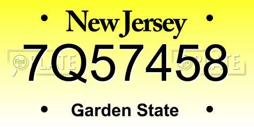 7Q57458 New Jersey License Plate