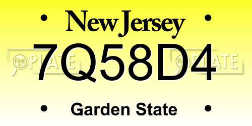 7Q58D4 New Jersey License Plate