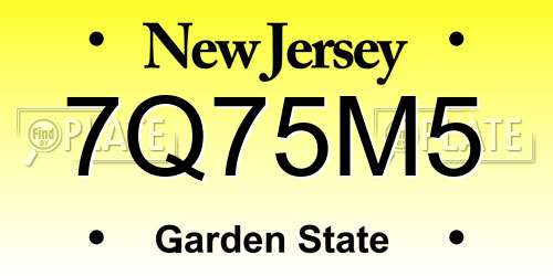 7Q75M5 New Jersey License Plate