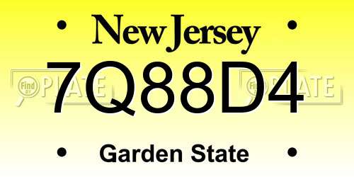 7Q88D4 New Jersey License Plate