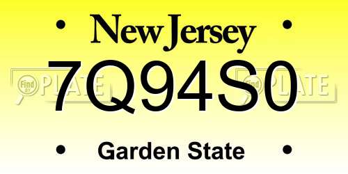 7Q94S0 New Jersey License Plate