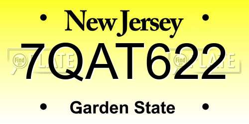 7QAT622 New Jersey License Plate