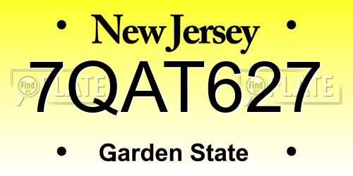 7QAT627 New Jersey License Plate