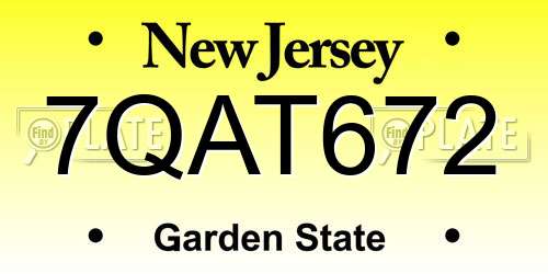 7QAT672 New Jersey License Plate
