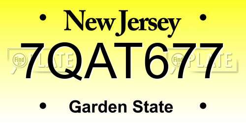 7QAT677 New Jersey License Plate