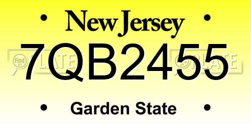 7QB2455 New Jersey License Plate