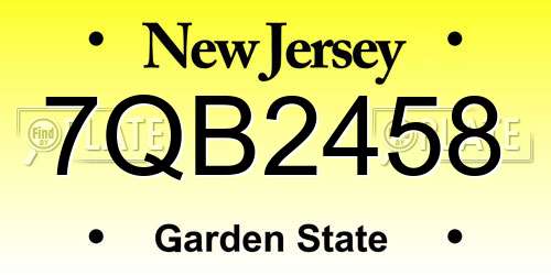 7QB2458 New Jersey License Plate
