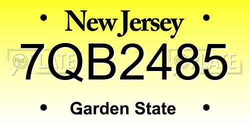 7QB2485 New Jersey License Plate