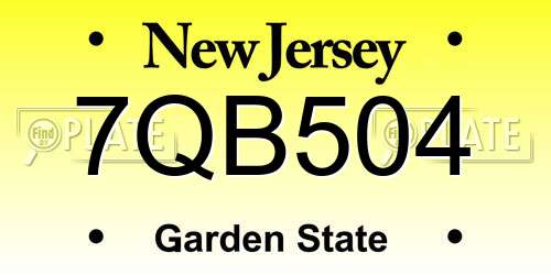 7QB504 New Jersey License Plate