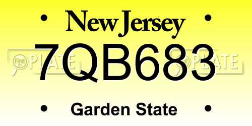 7QB683 New Jersey License Plate