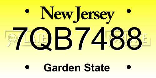 7QB7488 New Jersey License Plate