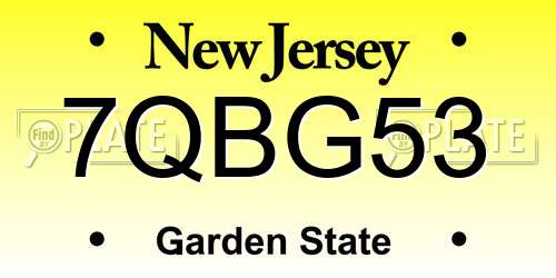7QBG53 New Jersey License Plate
