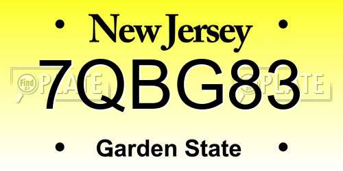 7QBG83 New Jersey License Plate