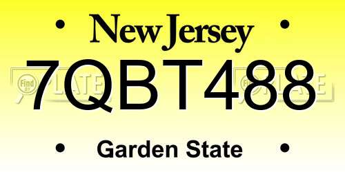 7QBT488 New Jersey License Plate