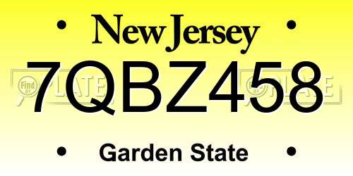 7QBZ458 New Jersey License Plate
