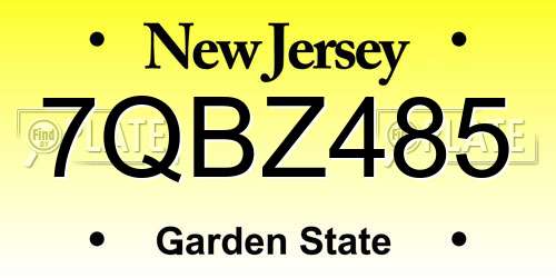7QBZ485 New Jersey License Plate