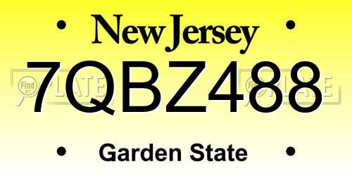 7QBZ488 New Jersey License Plate
