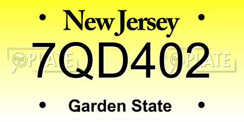 7QD402 New Jersey License Plate