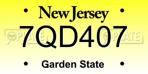 7QD407 New Jersey License Plate
