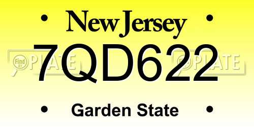 7QD622 New Jersey License Plate
