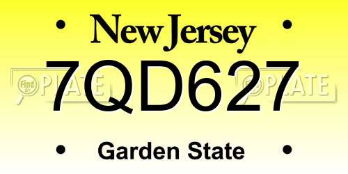 7QD627 New Jersey License Plate