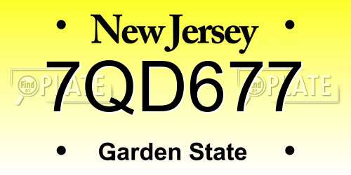 7QD677 New Jersey License Plate