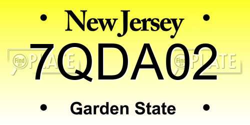 7QDA02 New Jersey License Plate