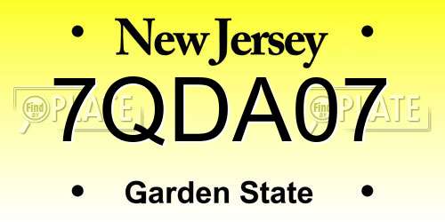 7QDA07 New Jersey License Plate