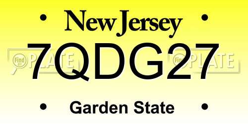 7QDG27 New Jersey License Plate