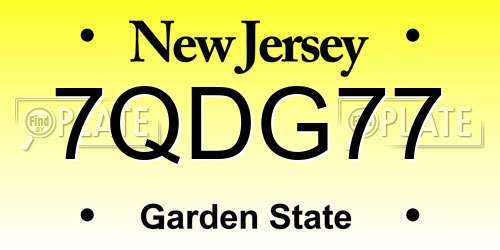 7QDG77 New Jersey License Plate