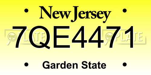 7QE4471 New Jersey License Plate
