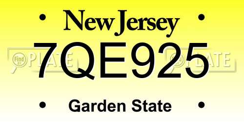 7QE925 New Jersey License Plate