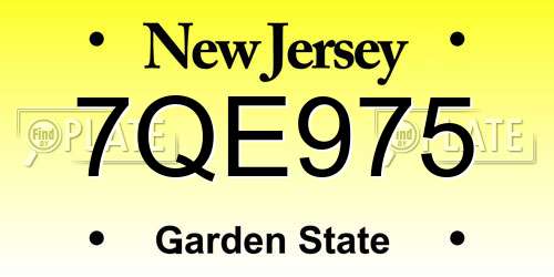 7QE975 New Jersey License Plate