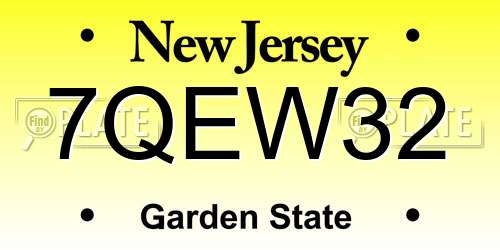 7QEW32 New Jersey License Plate