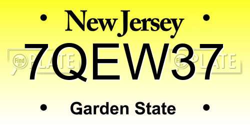 7QEW37 New Jersey License Plate