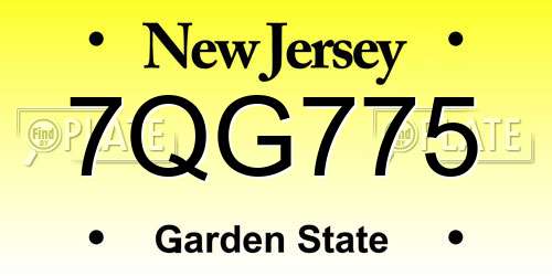 7QG775 New Jersey License Plate