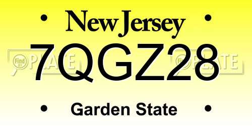 7QGZ28 New Jersey License Plate