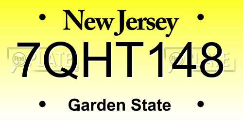 7QHT148 New Jersey License Plate