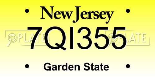 7QI355 New Jersey License Plate