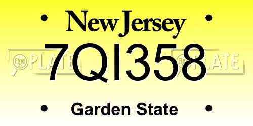 7QI358 New Jersey License Plate