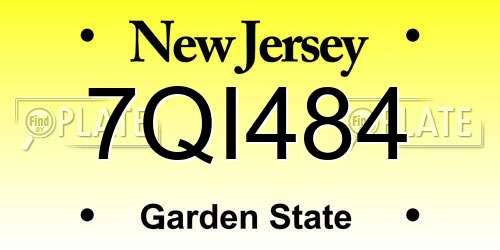7QI484 New Jersey License Plate
