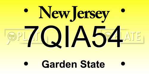 7QIA54 New Jersey License Plate
