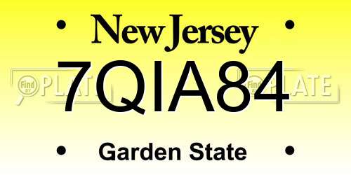 7QIA84 New Jersey License Plate