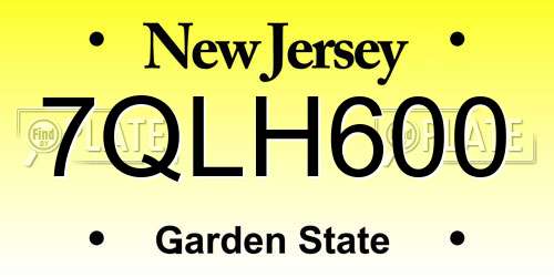 7QLH600 New Jersey License Plate