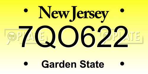 7QO622 New Jersey License Plate
