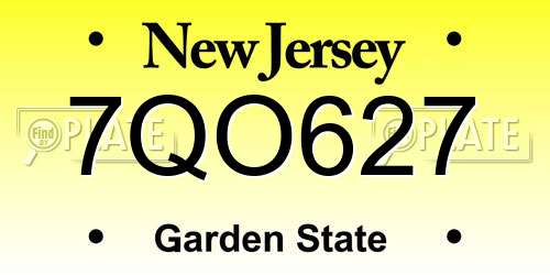 7QO627 New Jersey License Plate