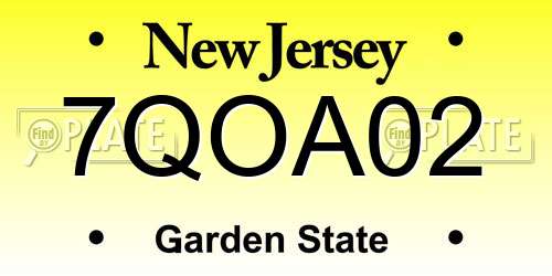 7QOA02 New Jersey License Plate