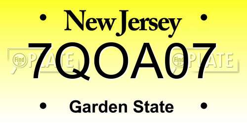 7QOA07 New Jersey License Plate